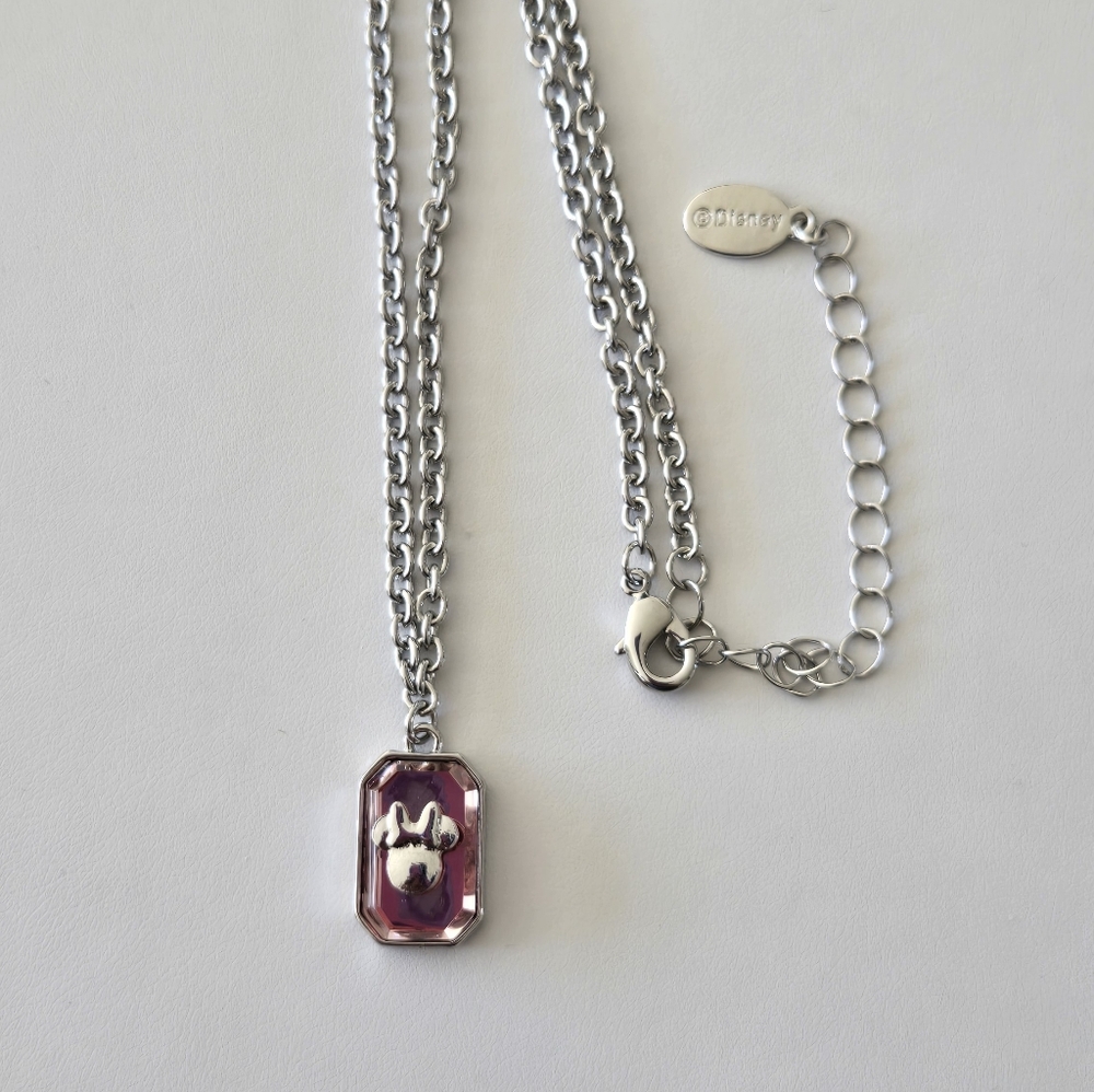 Minnie Silver Chain Necklace with Pink Pendant - Picture 7 of 15
